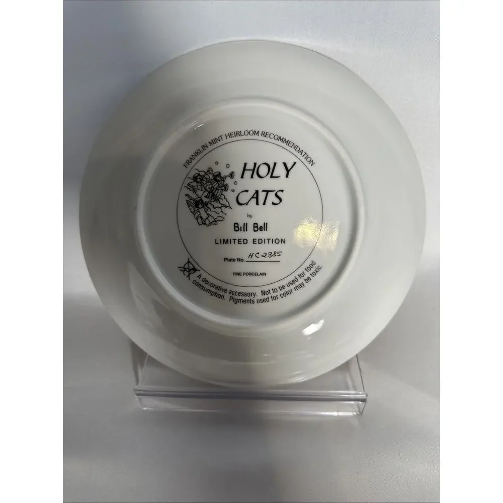 Franklin Mint Holy Cats Limited Edition Kitty Cat Plate by Bill Bell Christmas
